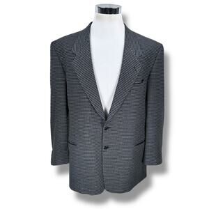 Giorgio Armani Mani Blazer Jacket Mens 44L Blue Gray Houndstooth Single Breasted